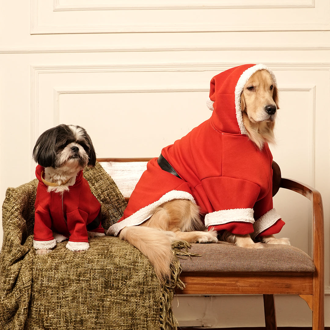 Santa Paws Hoodie – Festive Red Fleece Pet Hoodie