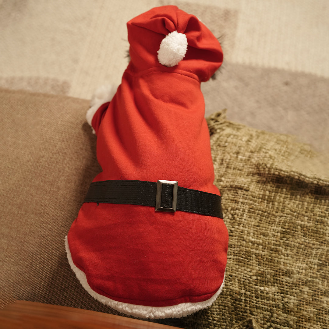 Santa Paws Hoodie – Festive Red Fleece Pet Hoodie