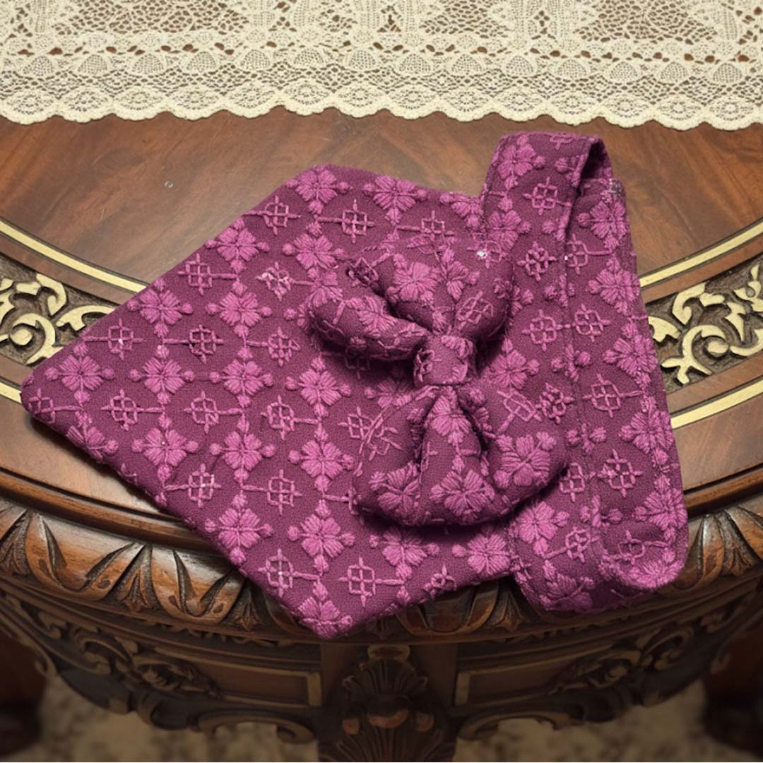 Crimson Charm Chikankari Bandana
