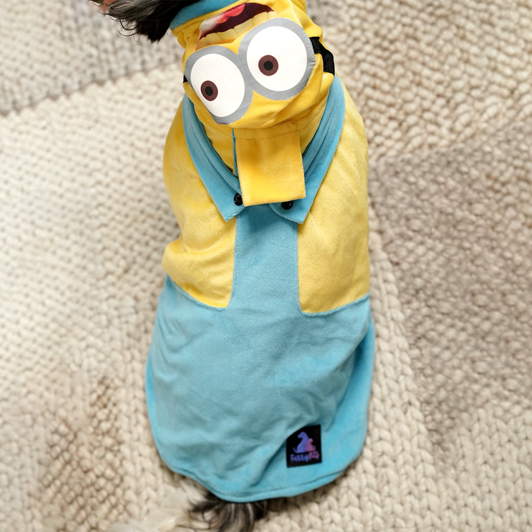 Furryfits Minion Mischief Hoodie – Playful Yellow Winter Pet Hoodie