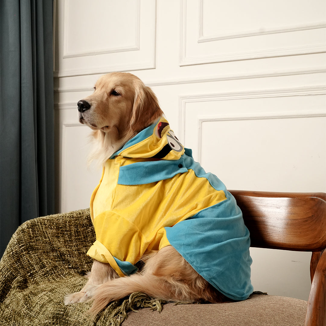 Furryfits Minion Mischief Hoodie – Playful Yellow Winter Pet Hoodie