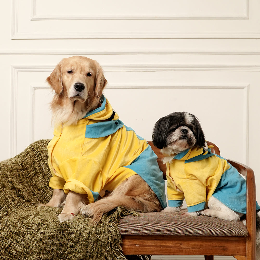 Furryfits Minion Mischief Hoodie – Playful Yellow Winter Pet Hoodie