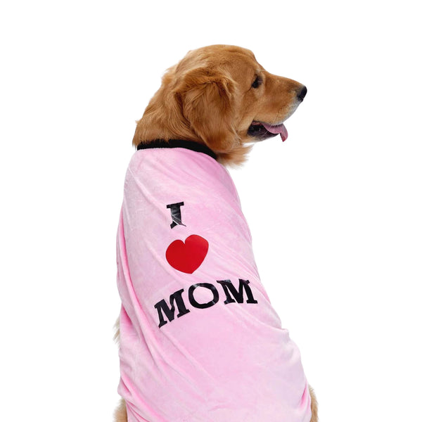 Furryfits "I Love Mom" Dog Clothes Tee – Cute & Comfortable Gift for Mom