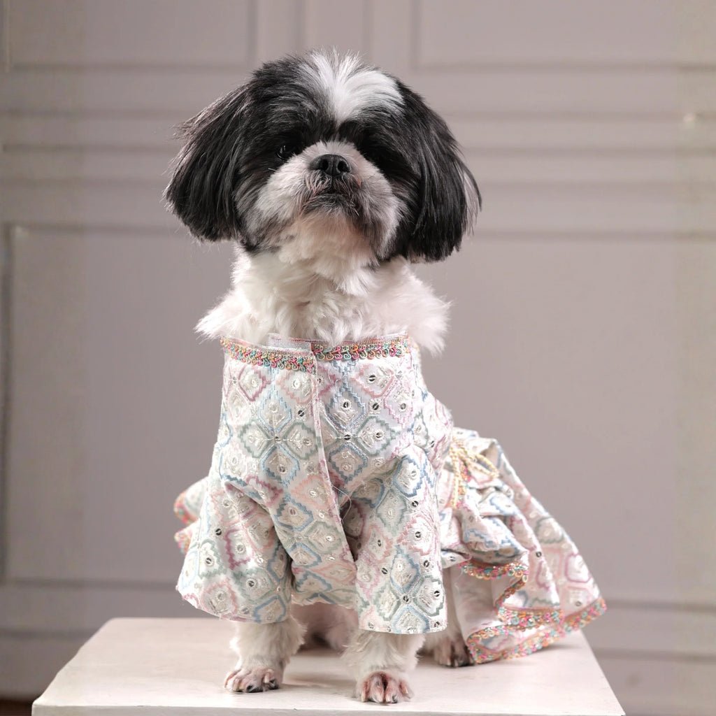 Princess Pastel Ethnic Dog Lehenga- Designer Wedding & Festive Gown for Female Dogs