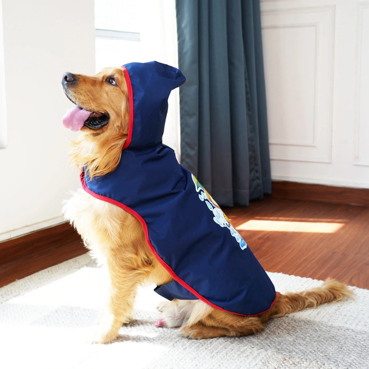 Happy Paws Printed Waterproof Dog Raincoat – Cartoon Monsoon Rain Jacket for Dogs