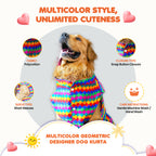 Multicolor Geometric Designer Dog Kurta Premium Polycotton Party Wear Kurta for Dogs