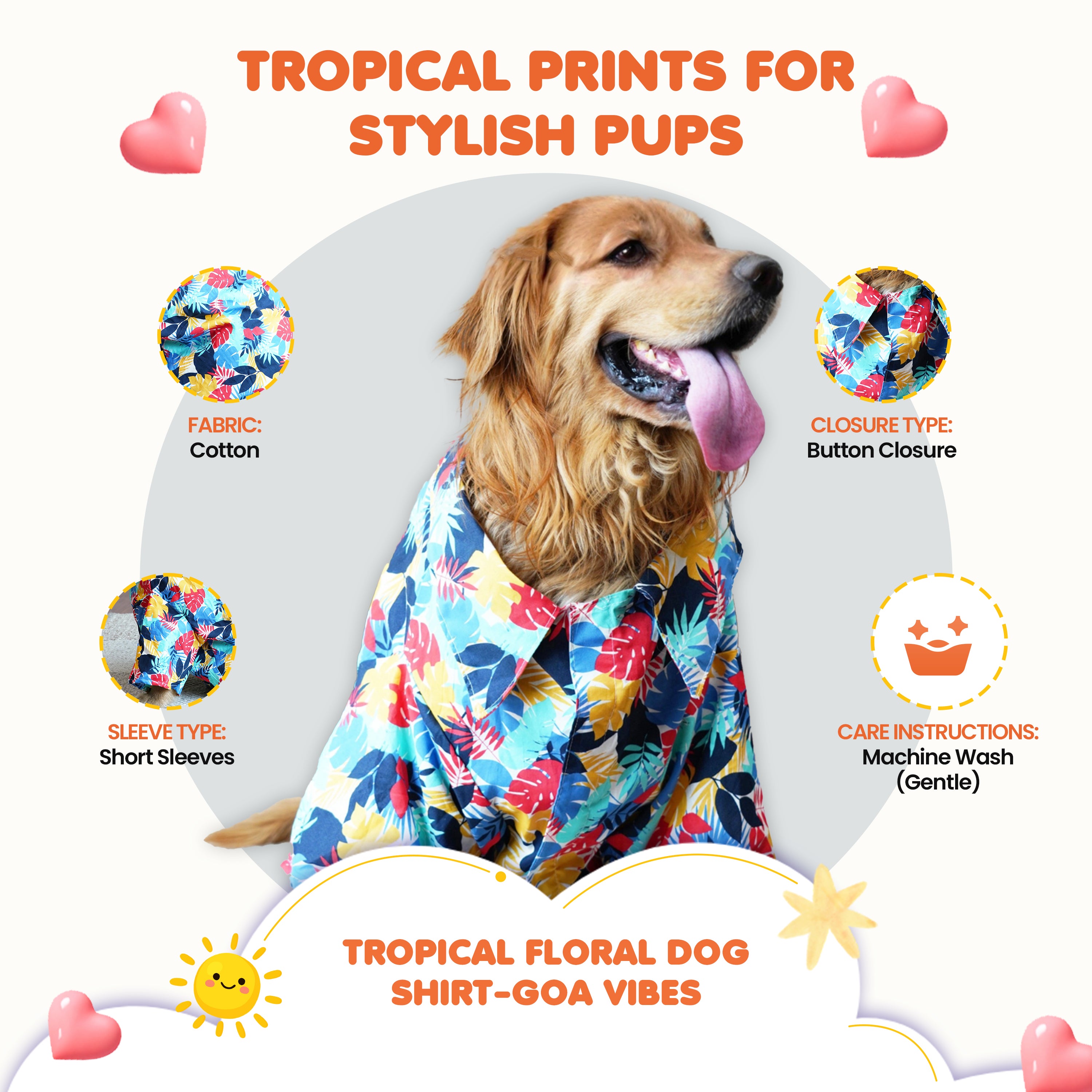 Tropical Floral Dog Shirt – Goa Vibes Breathable Cotton Summer Shirt for Dogs