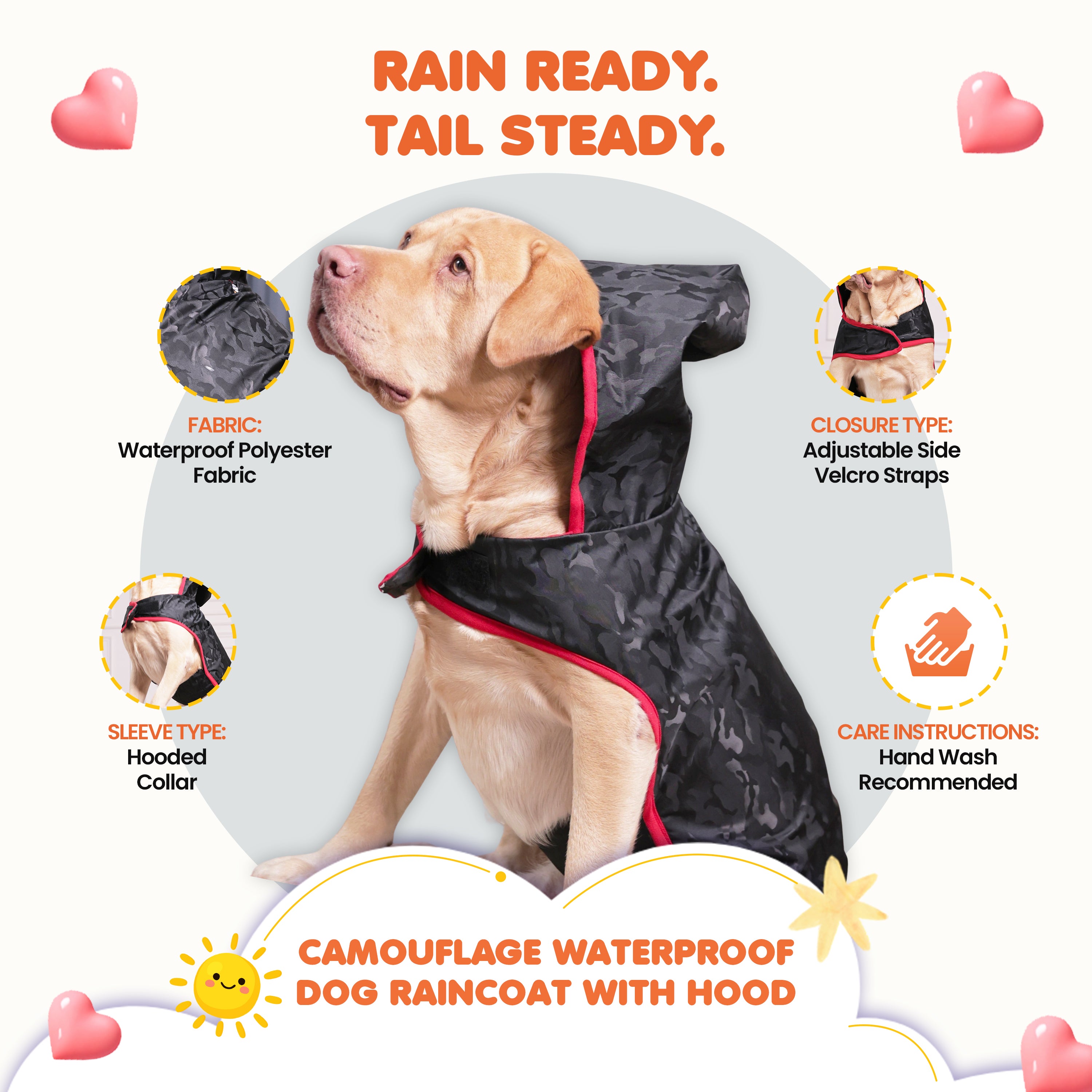 Camouflage Waterproof Dog Raincoat with Hood – Lightweight Rain Jacket for Dogs