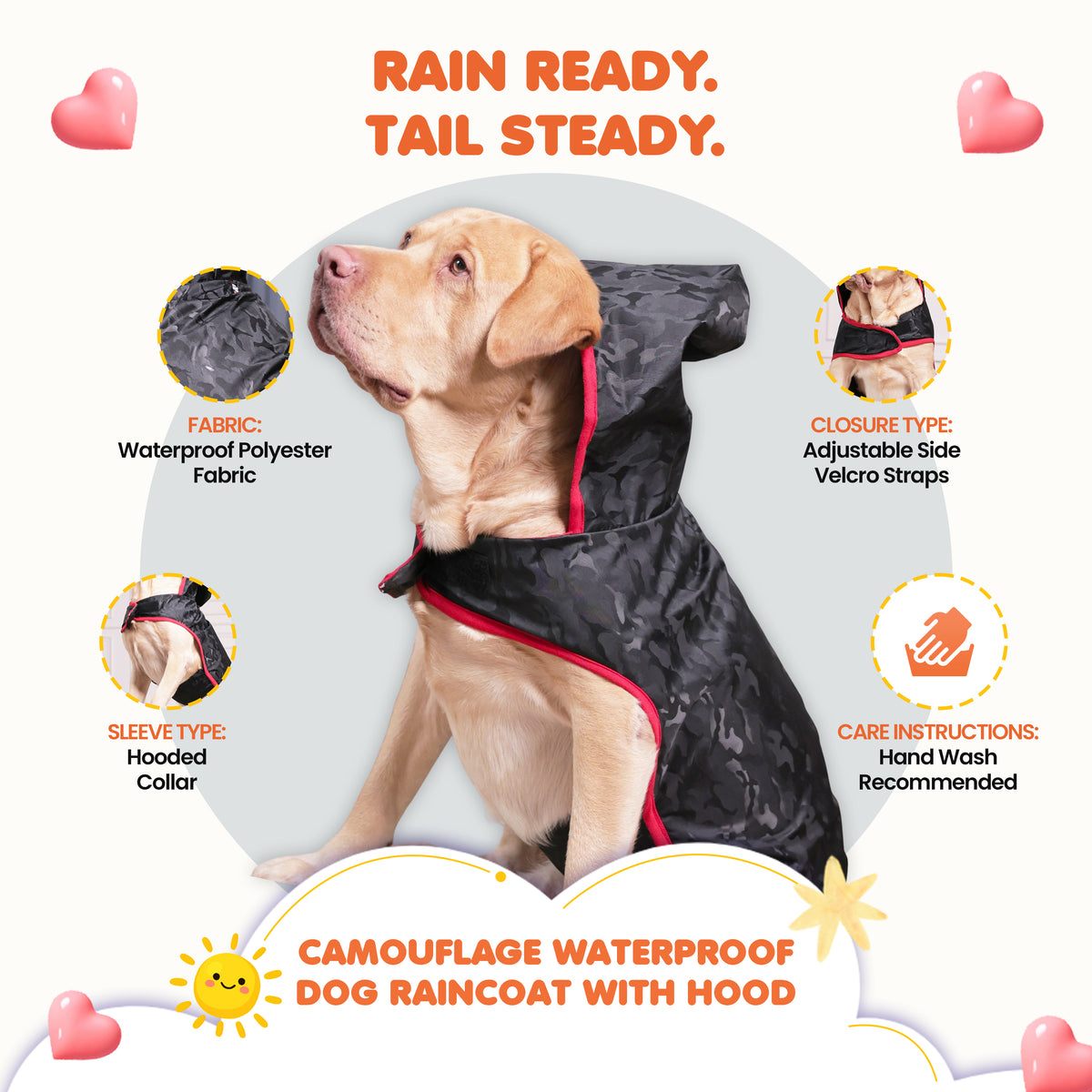 Camouflage Waterproof Dog Raincoat with Hood – Lightweight Rain Jacket for Dogs