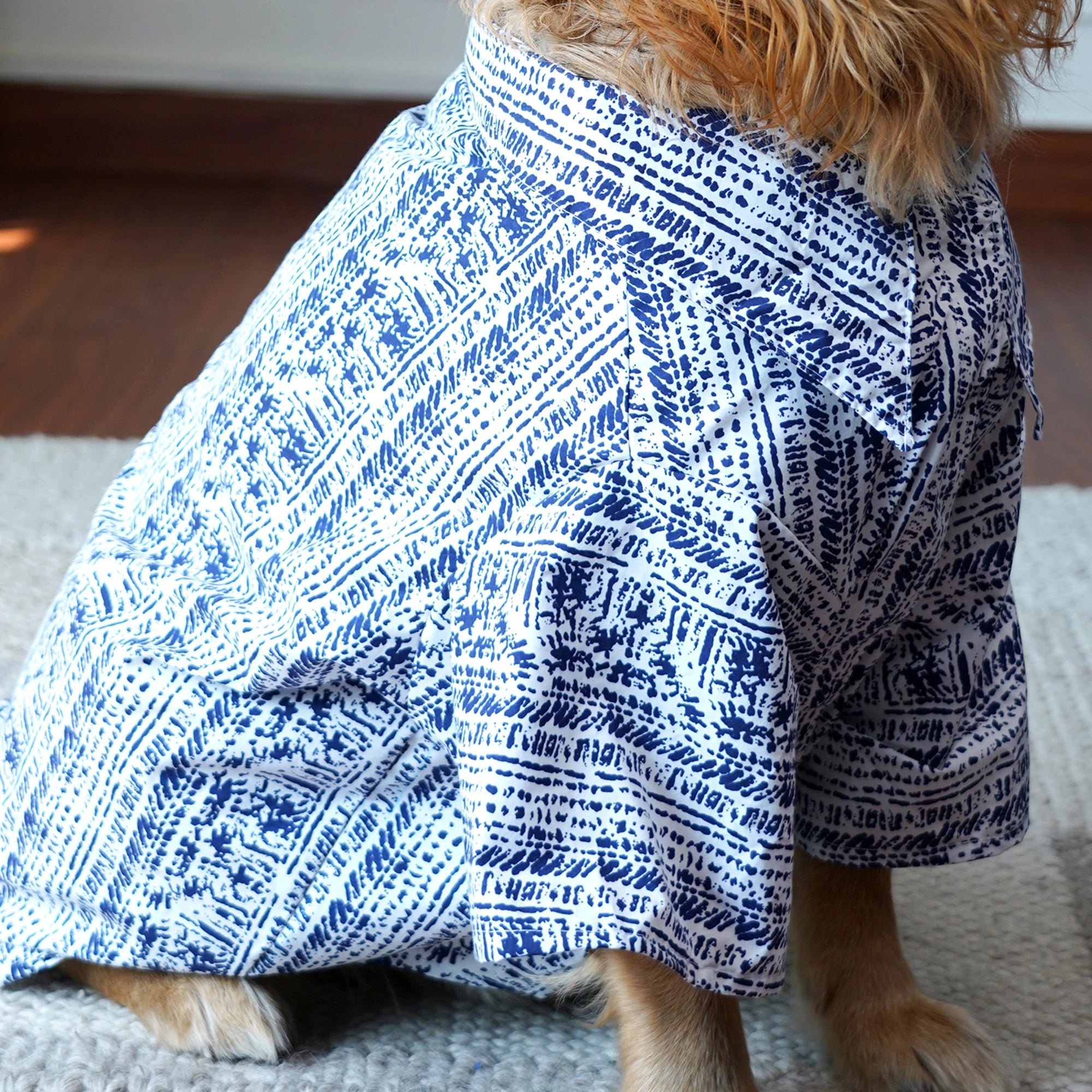 Blue Abstract Designer Dog Shirt – Stylish Cotton Casual Shirt for Dogs