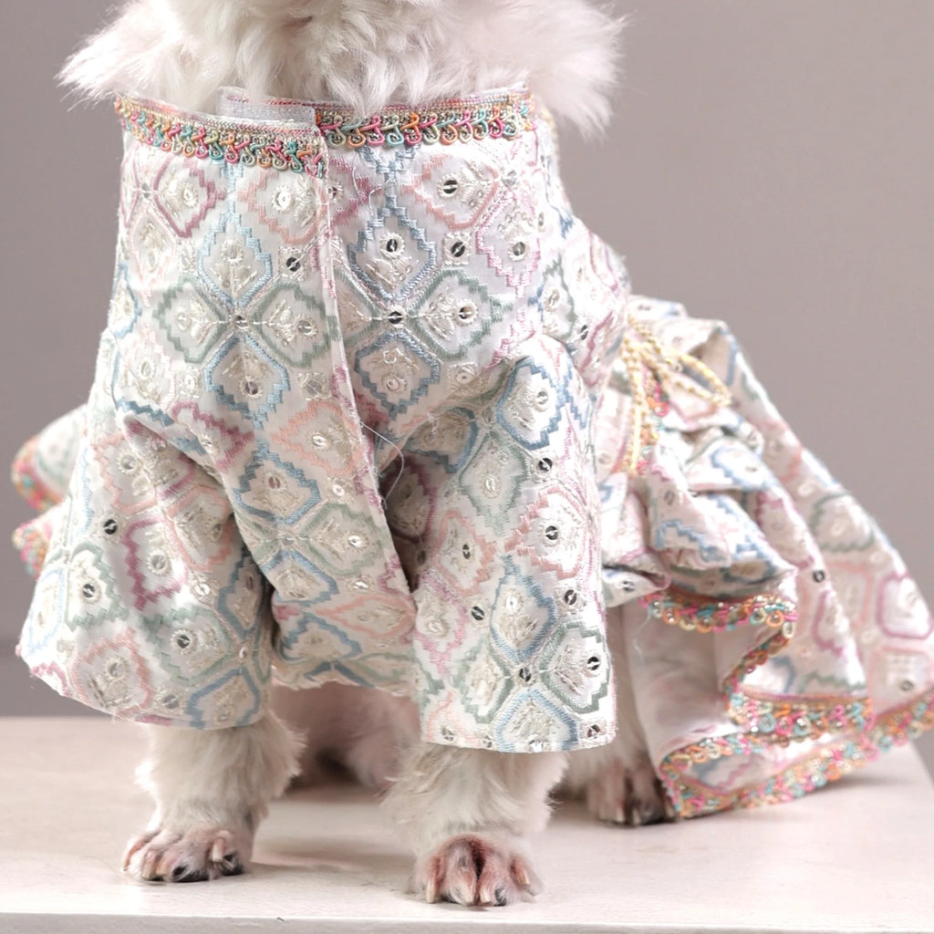 Princess Pastel Ethnic Dog Lehenga- Designer Wedding & Festive Gown for Female Dogs