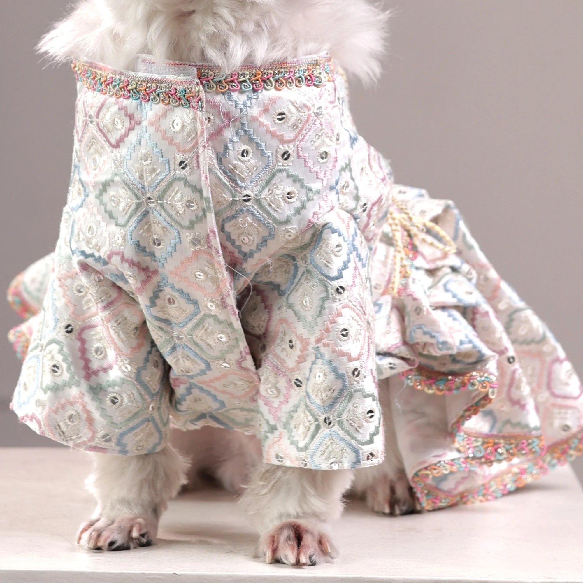 Princess Pastel Ethnic Dog Lehenga- Designer Wedding & Festive Gown for Female Dogs