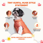 Royal Brocade Dog Kurta (Orange) – Premium Festive Ethnic Wear for Dogs