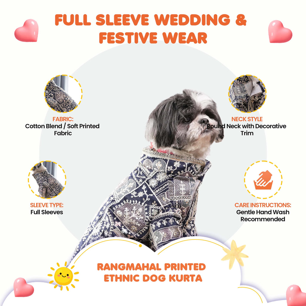 Indigo Royale Wedding Dog Kurta- Designer Full Sleeve Ethnic Outfit