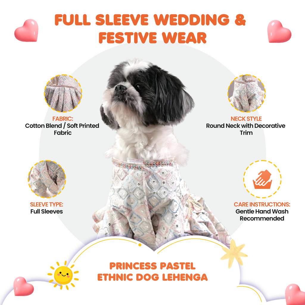 Princess Pastel Ethnic Dog Lehenga- Designer Wedding & Festive Gown for Female Dogs