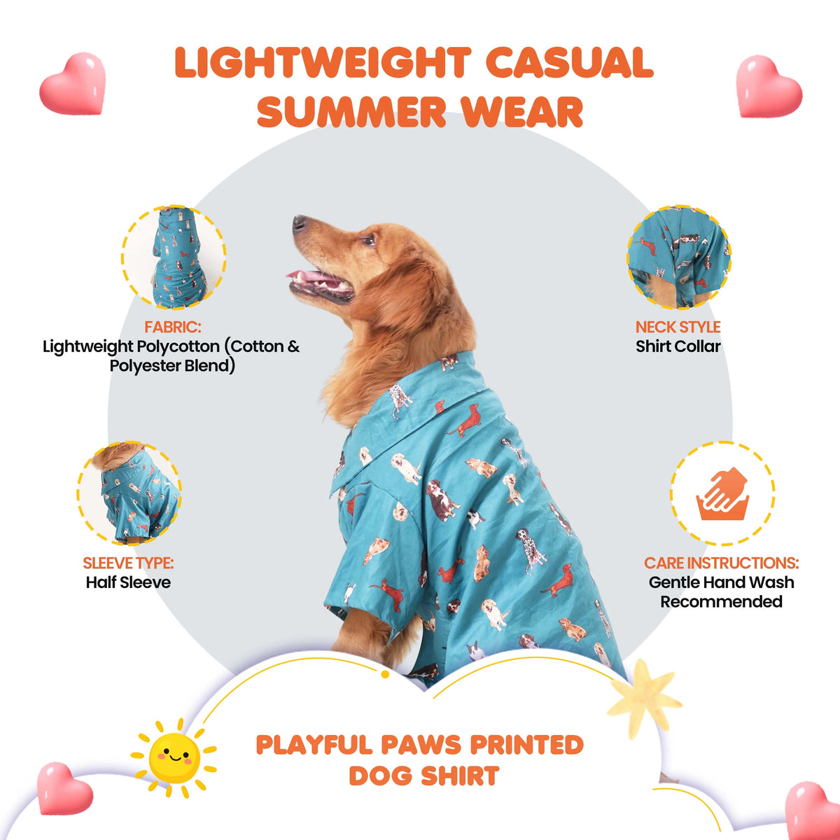 Playful Paws Printed Dog Shirt- Lightweight Casual Summer Wear
