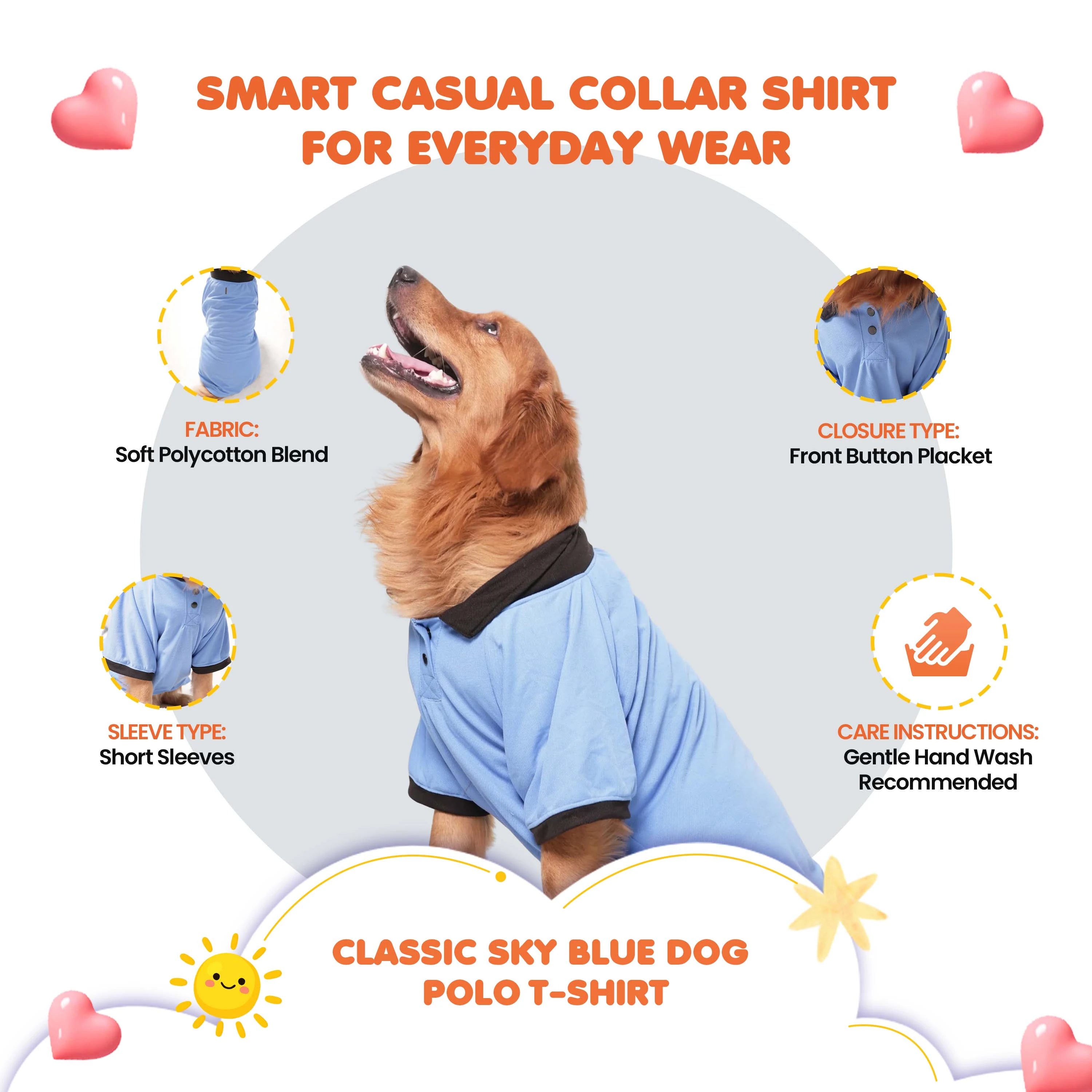 Classic Sky Blue Dog Polo T-Shirt – Smart Casual Collar Shirt for Everyday Wear