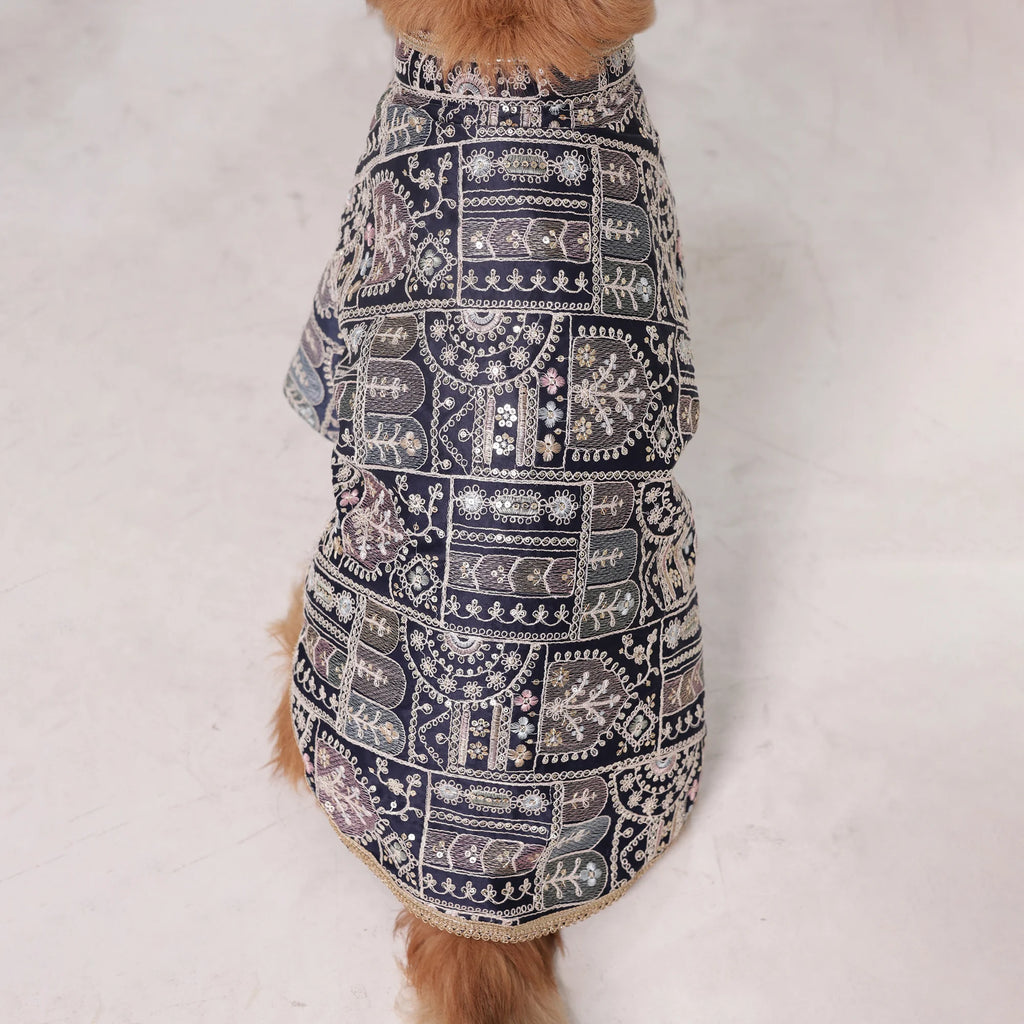 Indigo Royale Wedding Dog Kurta- Designer Full Sleeve Ethnic Outfit