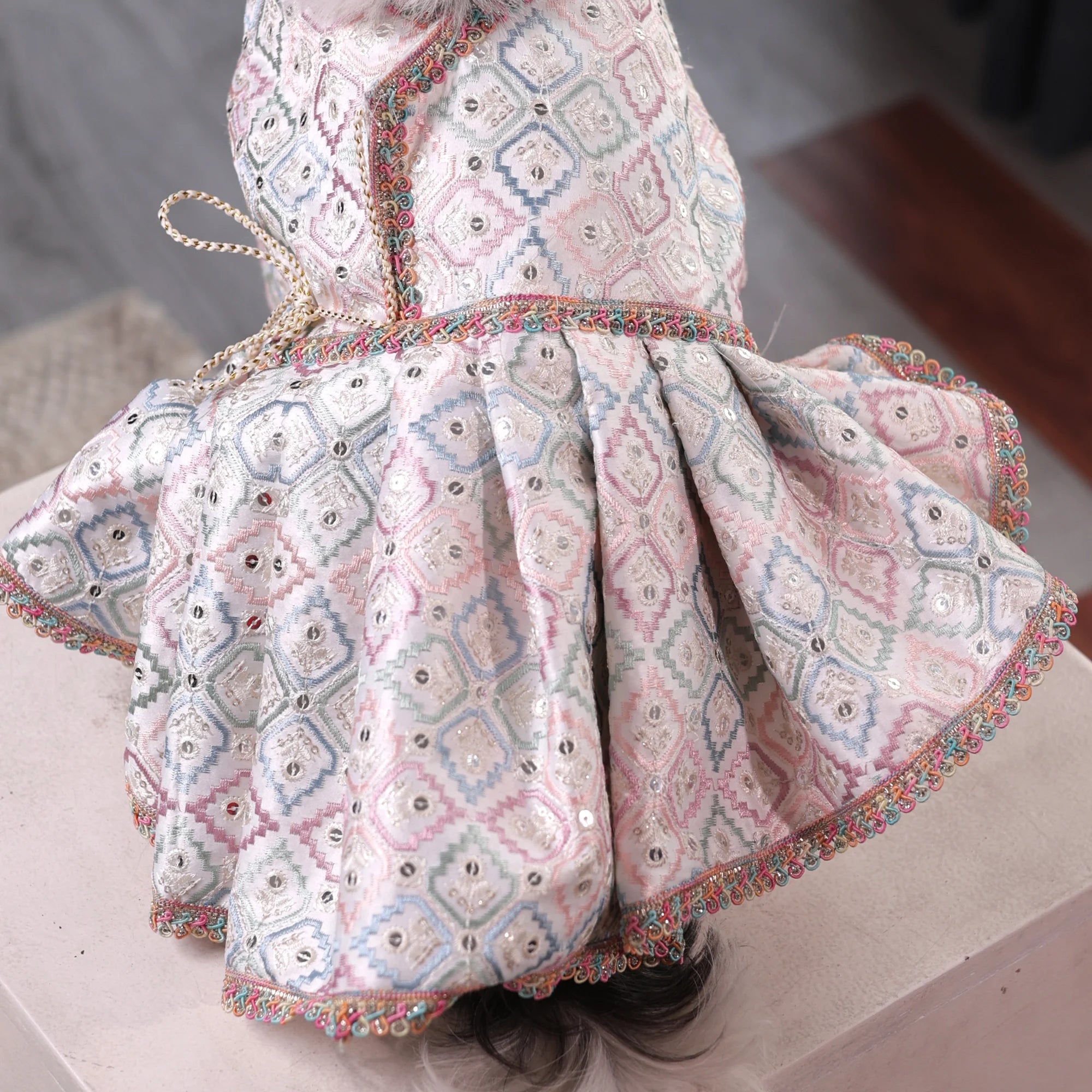 Princess Pastel Ethnic Dog Lehenga- Designer Wedding & Festive Gown for Female Dogs