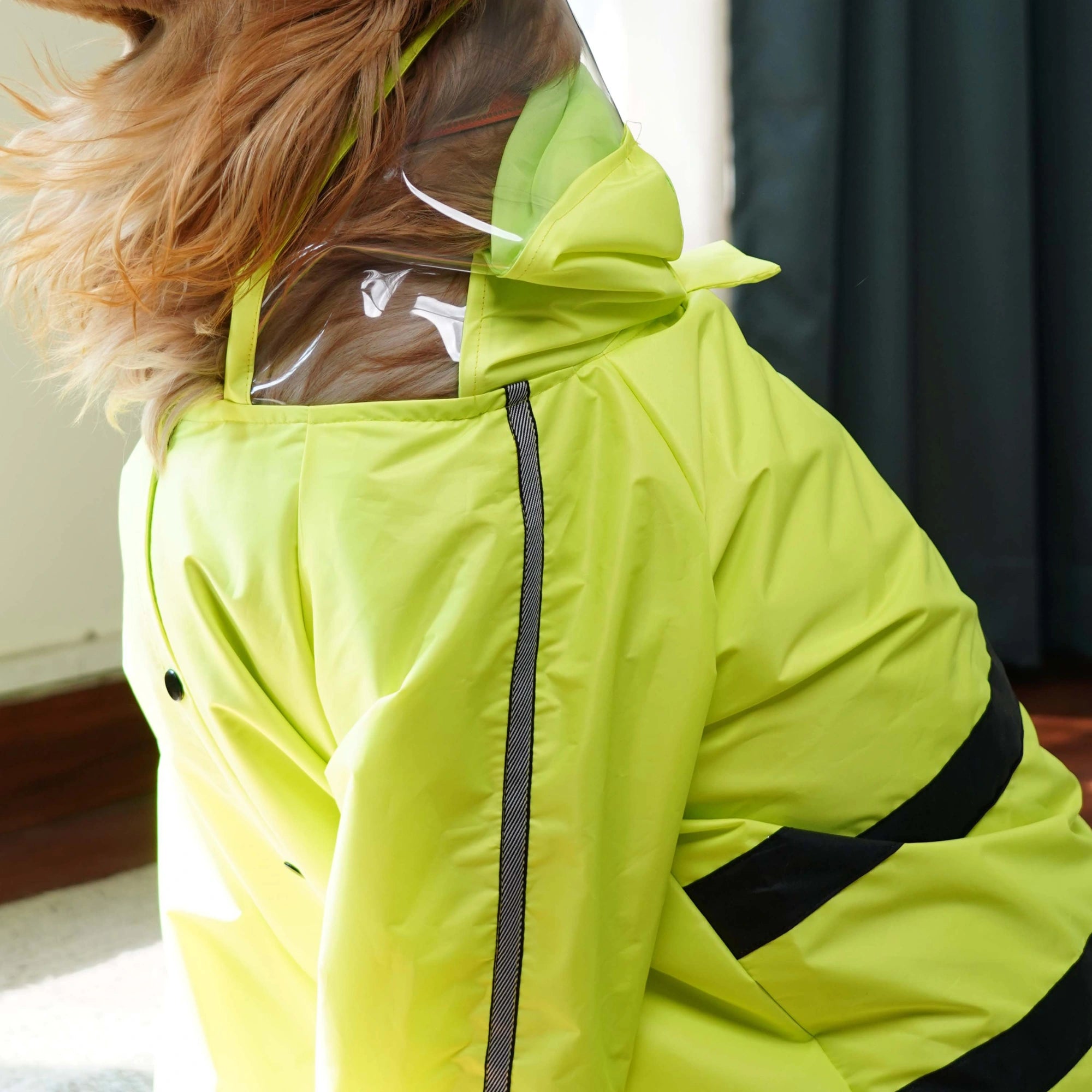 Waterproof Neon Green Dog Raincoat Lightweight Hooded Rain Jacket for Dogs