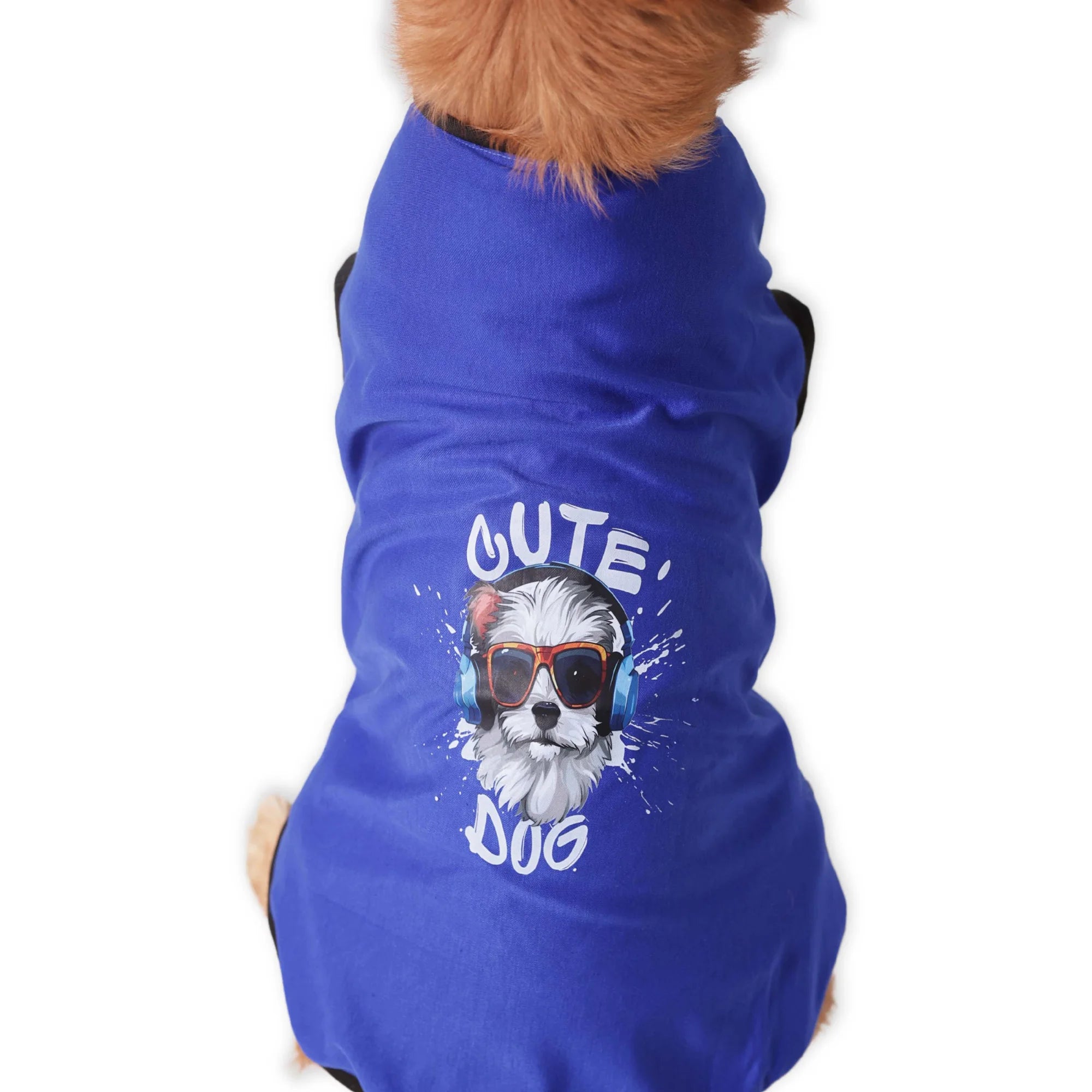 Cute Dog Graphic Printed T-Shirt- Casual Everyday Wear (Blue)