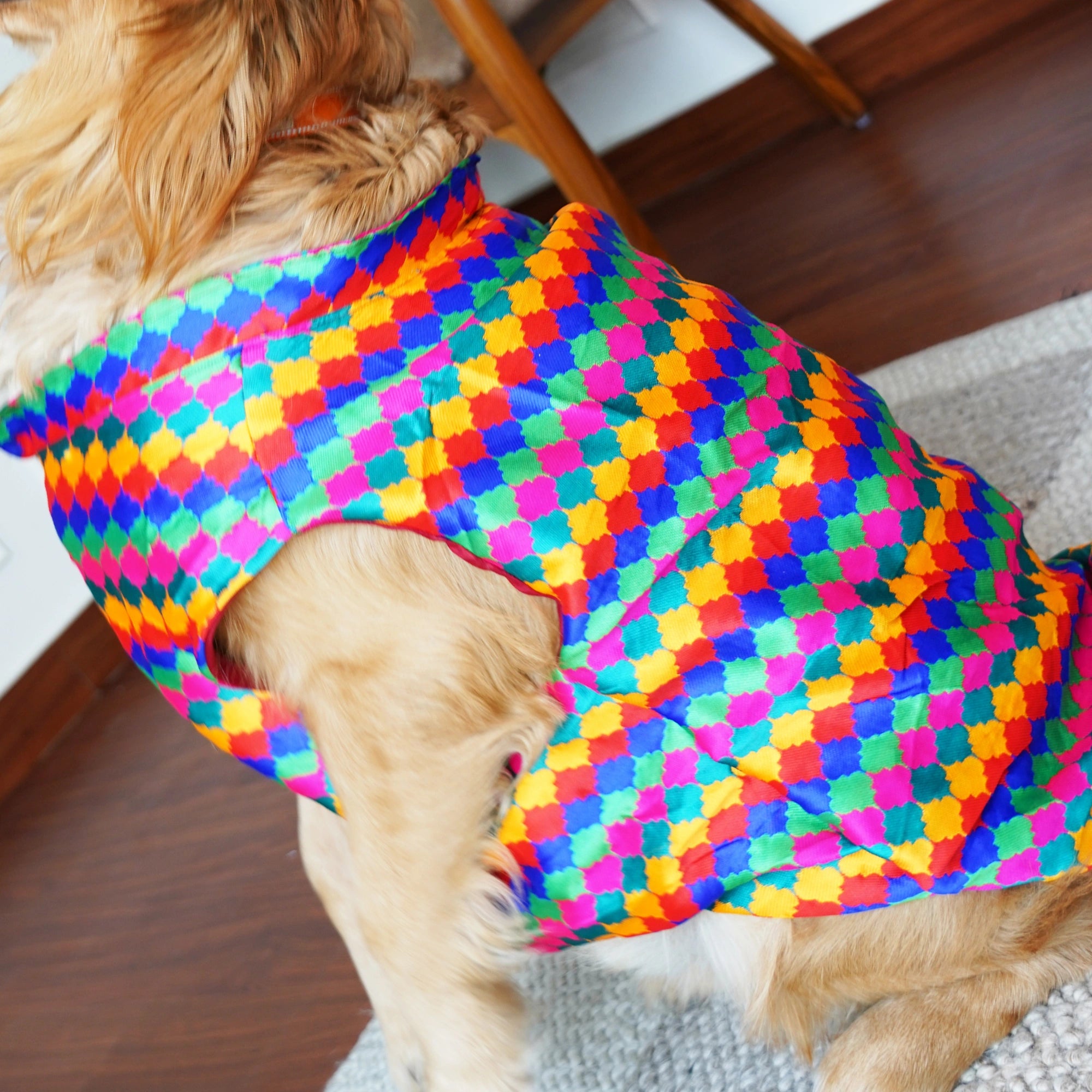 Multicolor Geometric Designer Dog Kurta Premium Polycotton Party Wear Kurta for Dogs