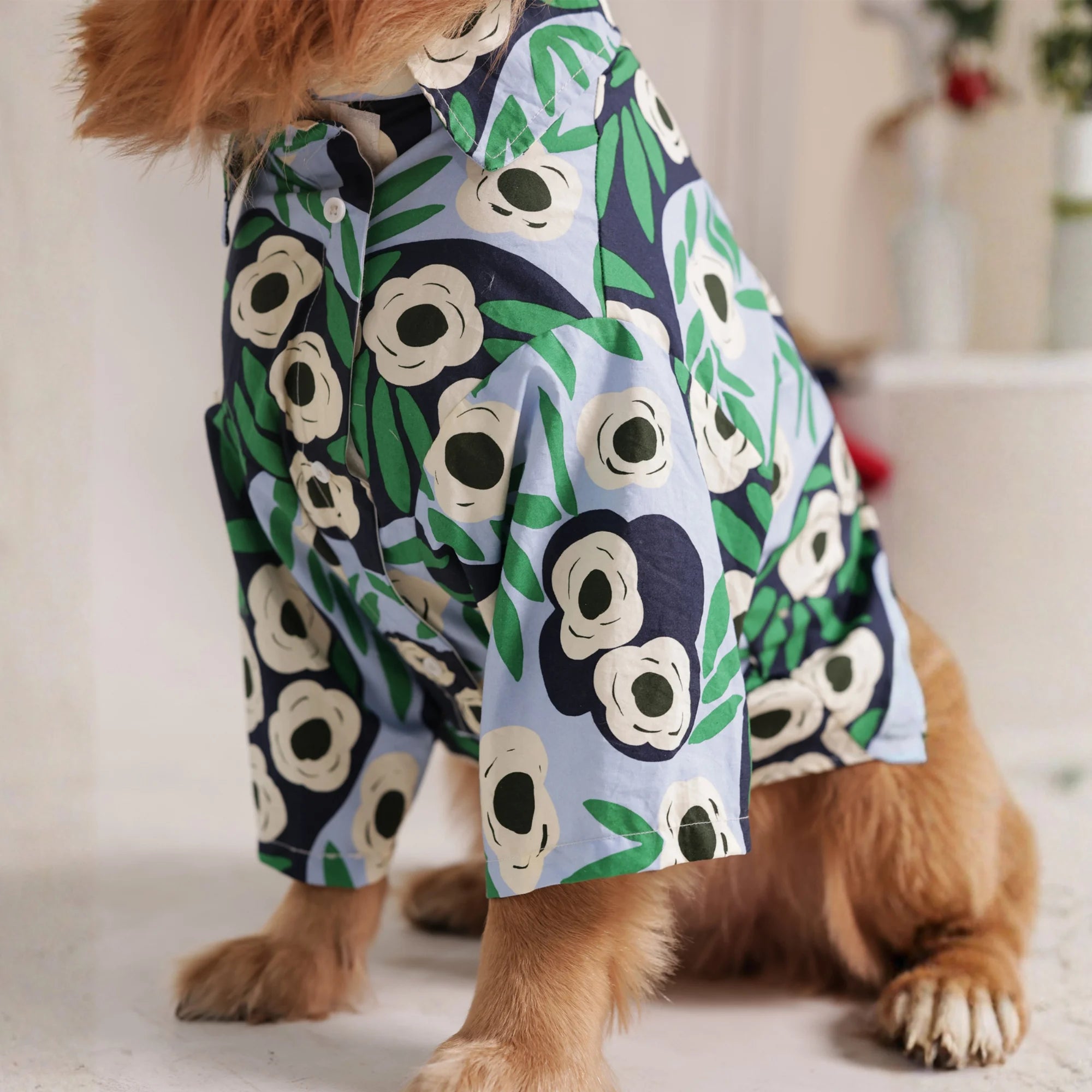 Tropical Bloom Designer Dog Shirt- Floral Summer Casual Outfit