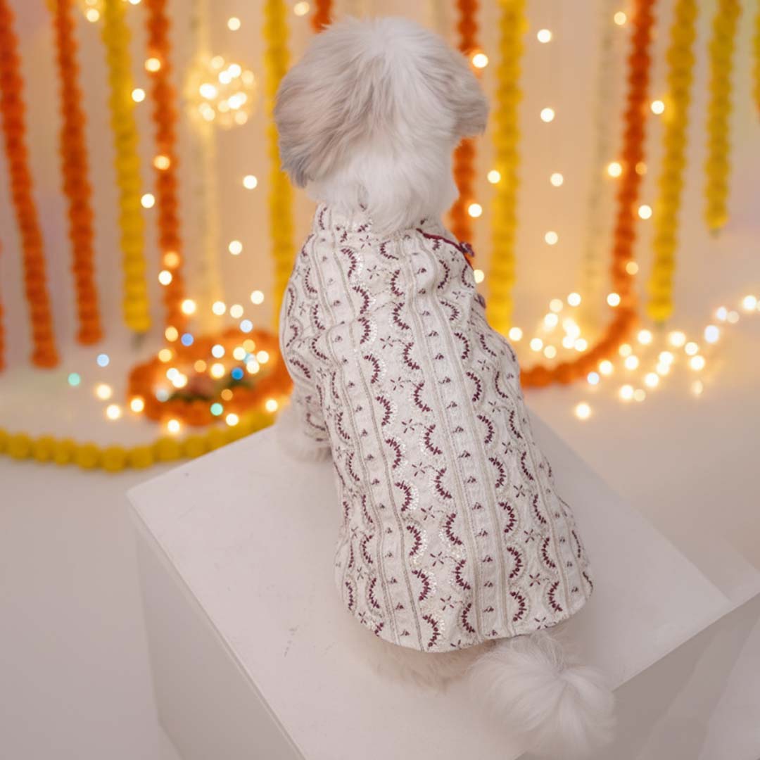 Festive Glory Kurta (white-Red)