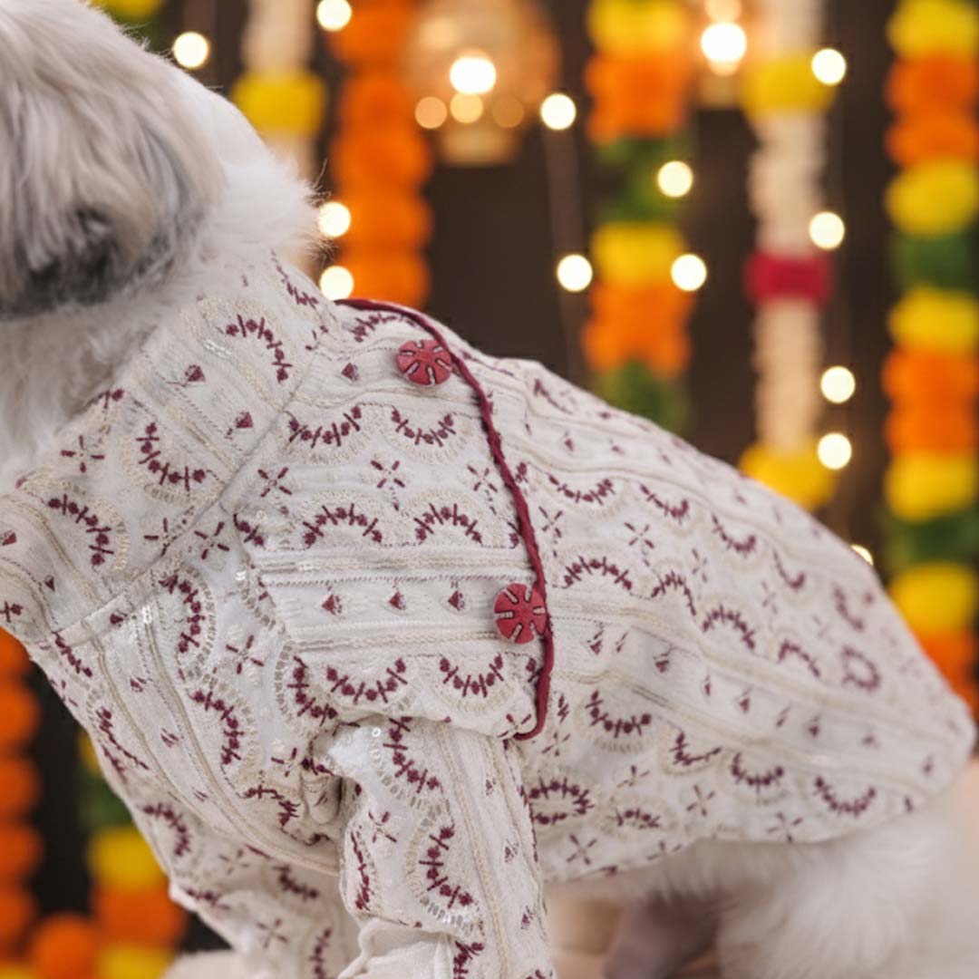 Festive Glory Kurta (white-Red)