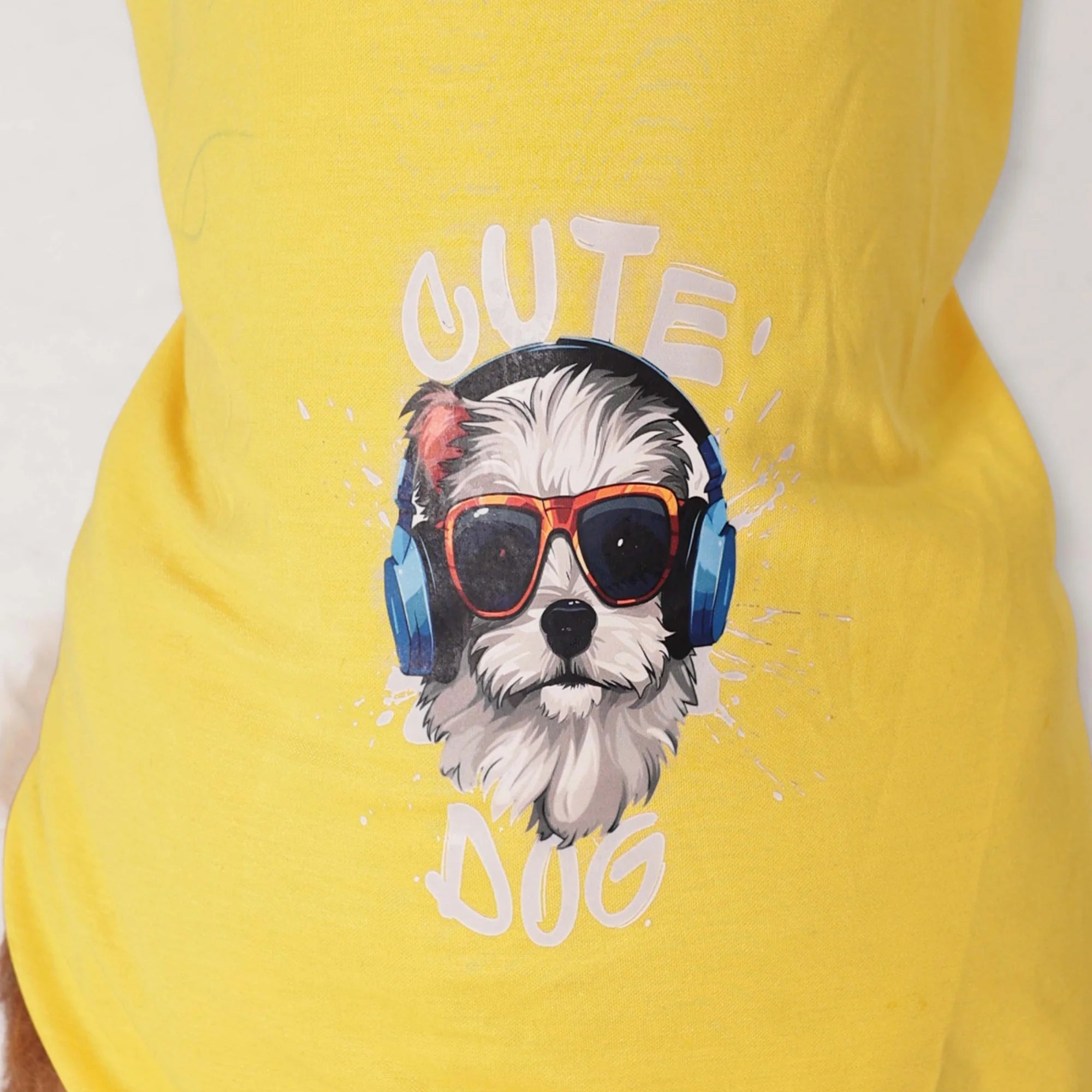 “Cute Dog” Graphic T-Shirt – Casual Everyday Wear (Yellow)