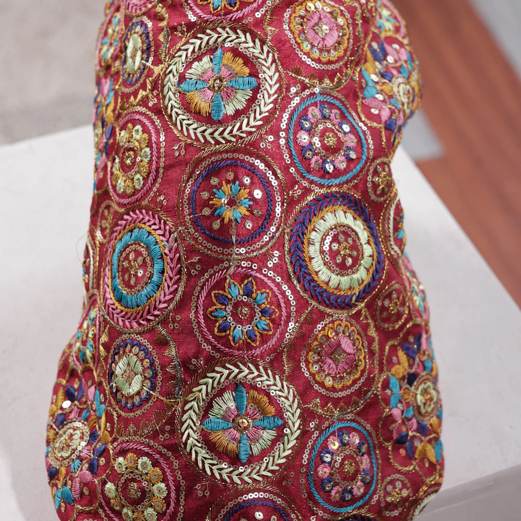 Royal Embroidered Dog Sherwani – Premium Wedding & Festive Designer Wear (Red Multicolor)