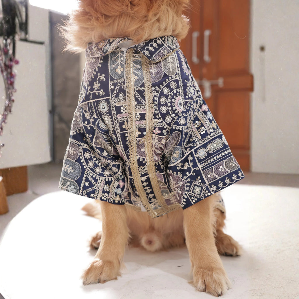 Indigo Royale Wedding Dog Kurta- Designer Full Sleeve Ethnic Outfit