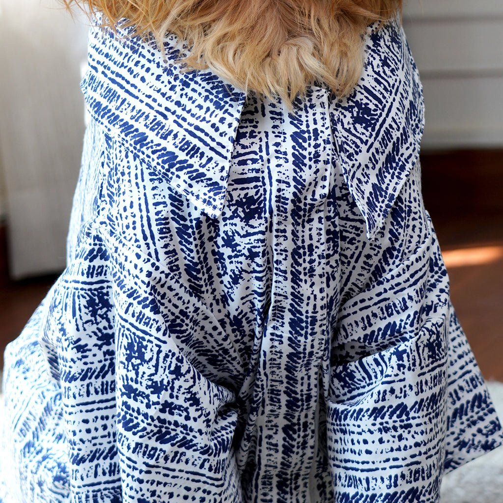 Blue Abstract Designer Dog Shirt – Stylish Cotton Casual Shirt for Dogs