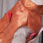 Royal Brocade Dog Kurta (Orange) – Premium Festive Ethnic Wear for Dogs