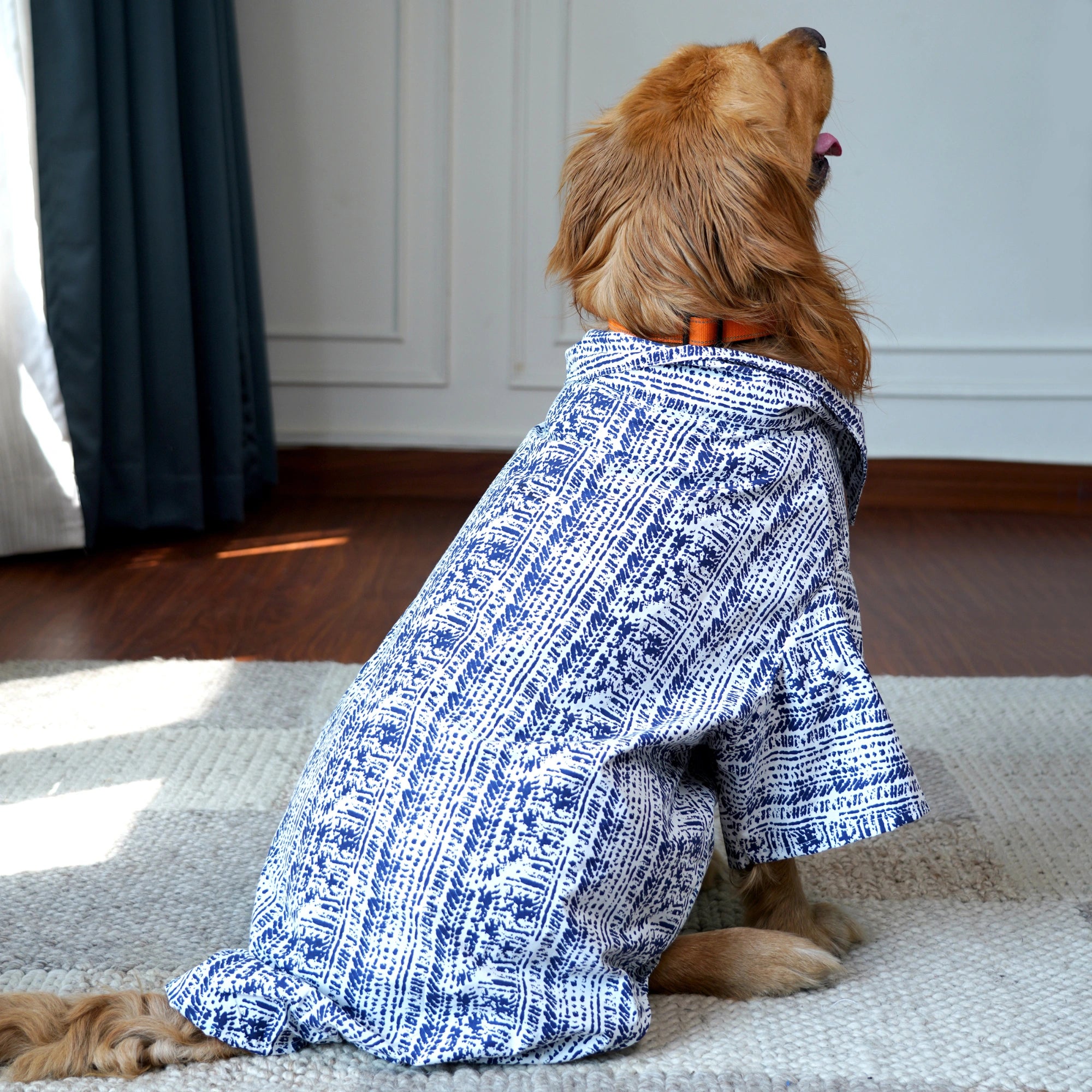 Blue Abstract Designer Dog Shirt – Stylish Cotton Casual Shirt for Dogs