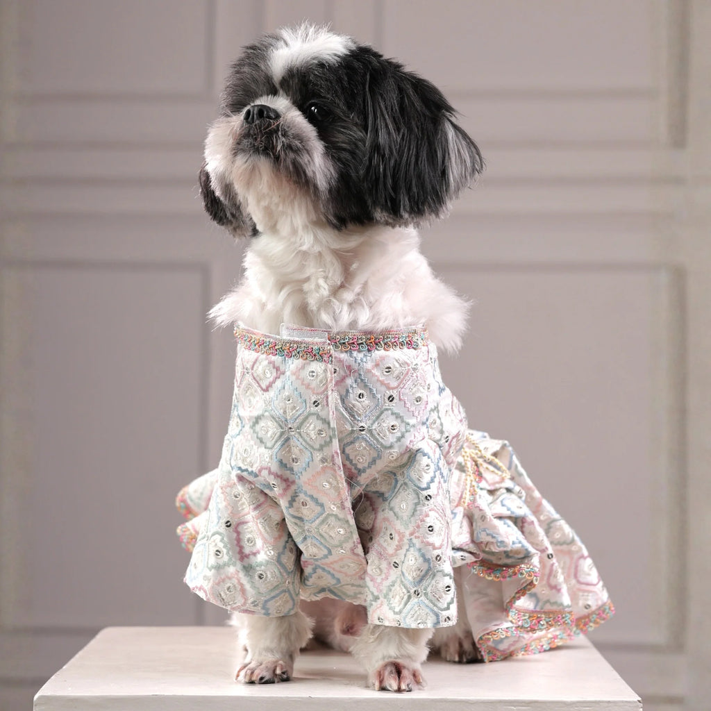 Princess Pastel Ethnic Dog Lehenga- Designer Wedding & Festive Gown for Female Dogs