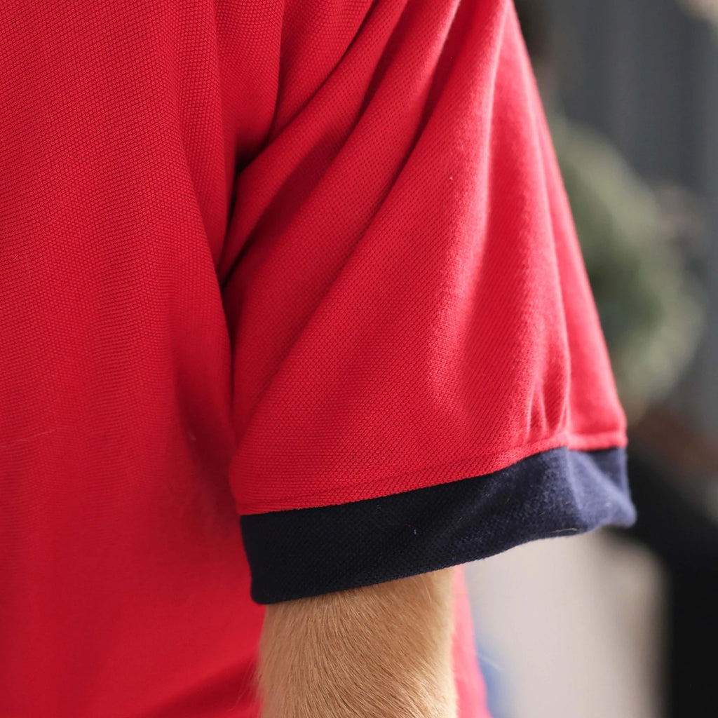 Classic Polycotton Polo Dog T-Shirt- Smart Casual Everyday Wear (Red)