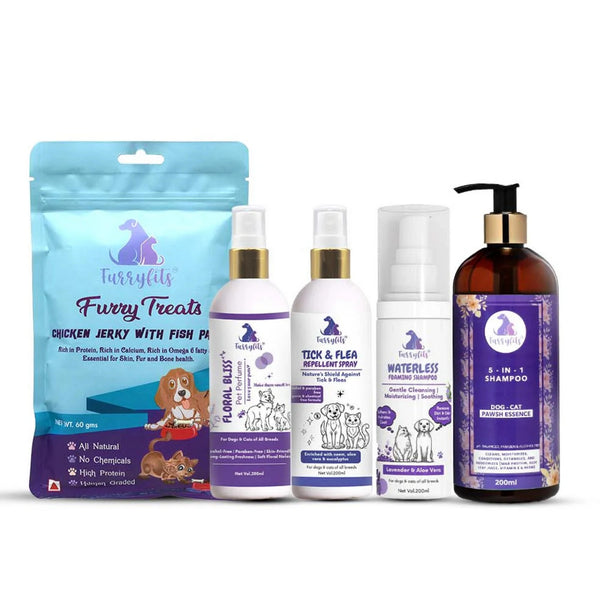 FurryFits Total Care Combo – Treat, Cleanse, Fragrance & Flea Shield
