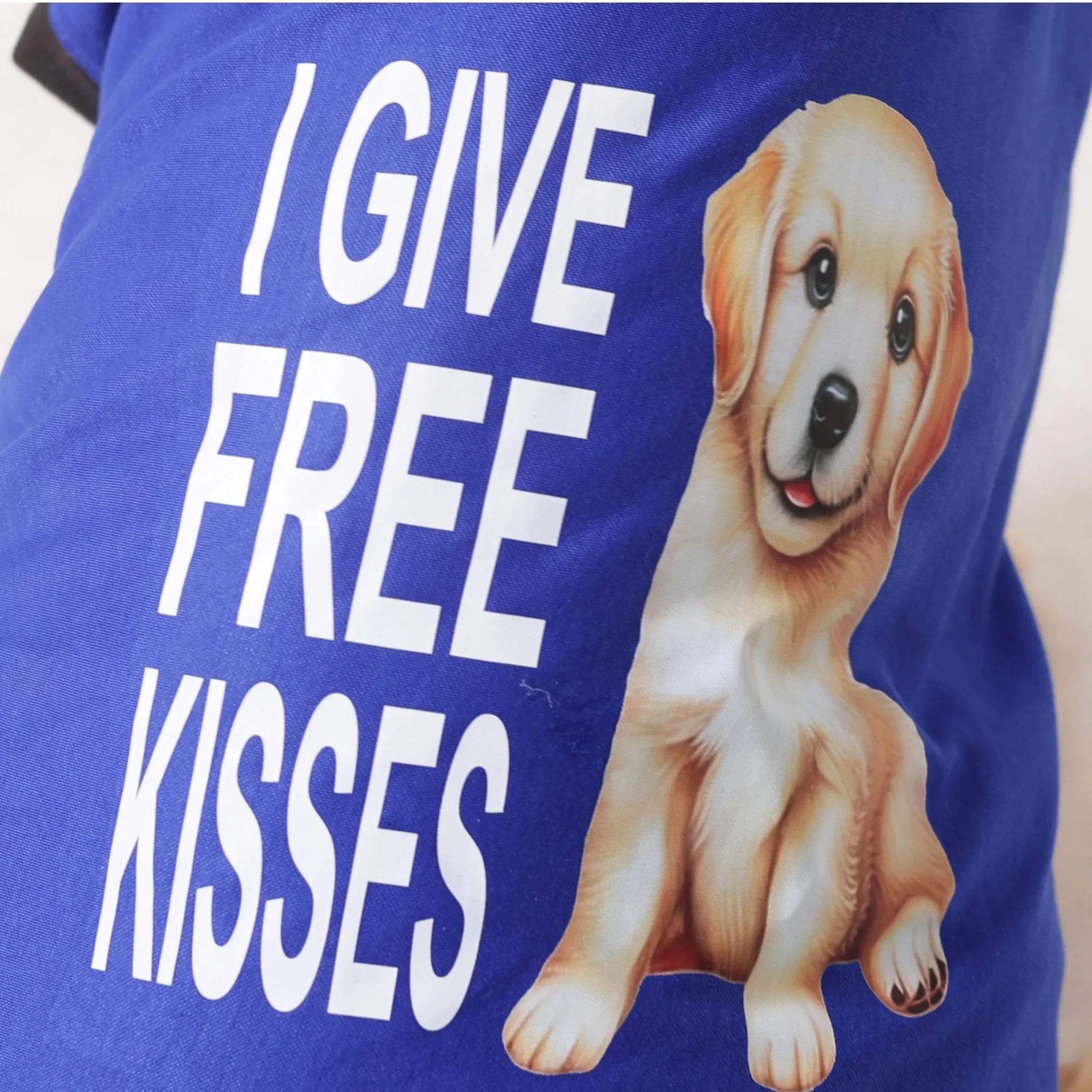 I Give Free Kisses Printed Dog T-Shirt- Cute Casual Wear (Blue)