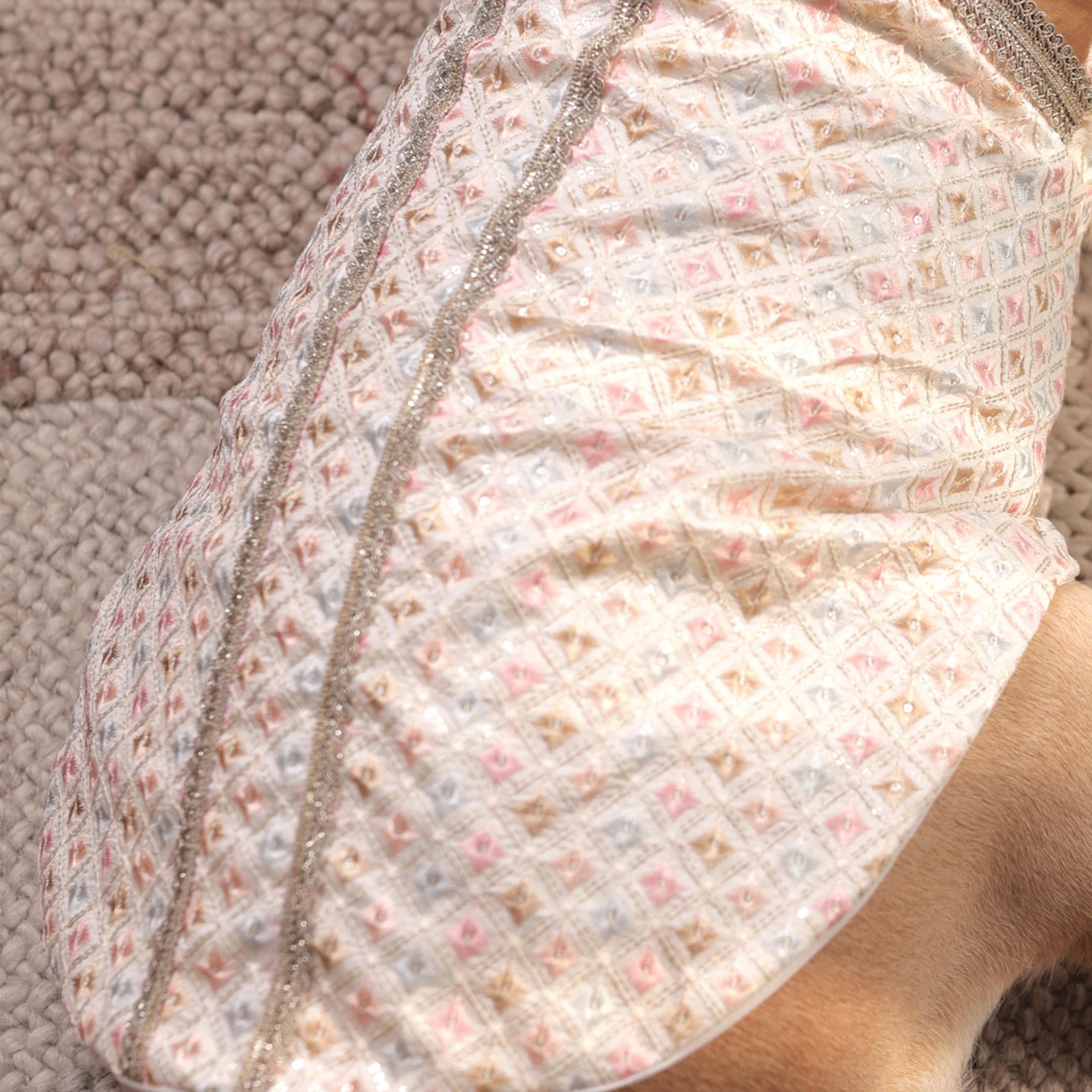 Luxe Pastel Festive Dog Kurta- Regal Monosilk Wedding Outfit