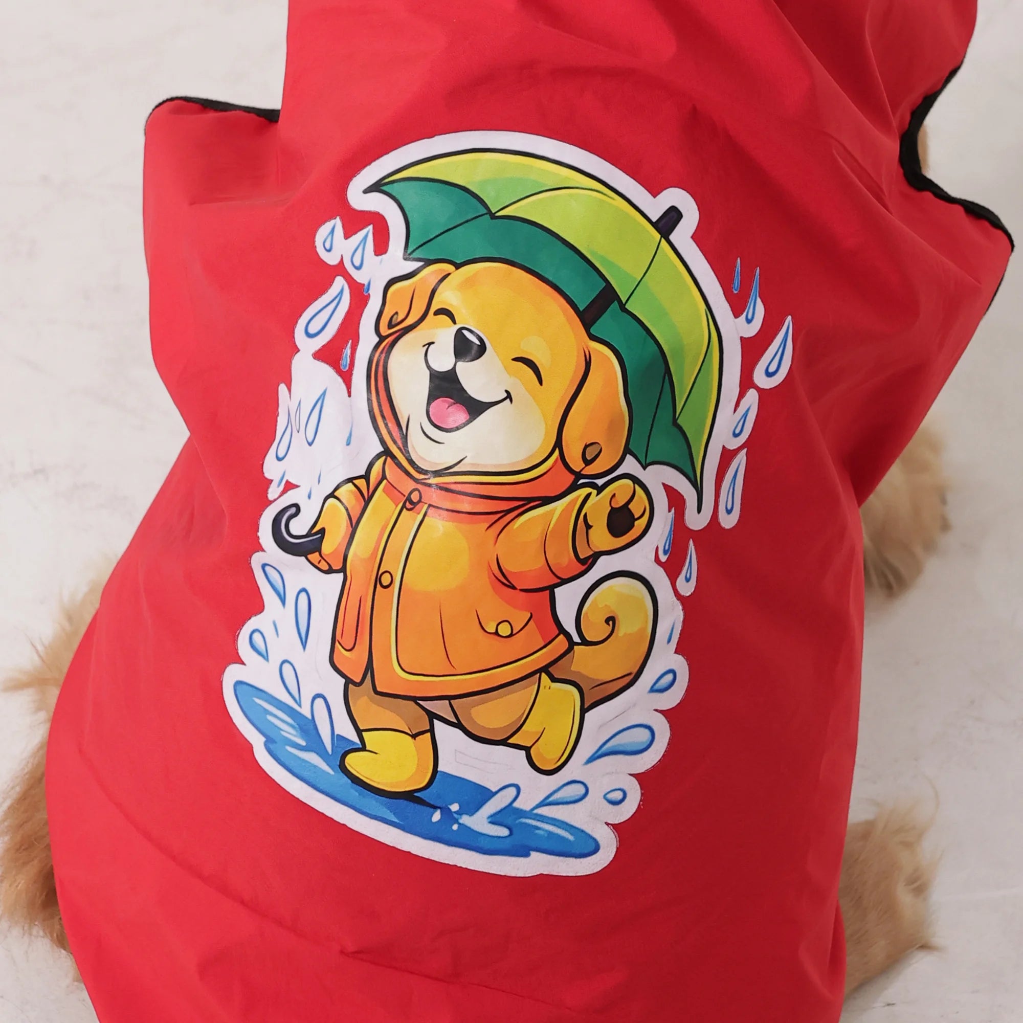 Happy Paws Printed Waterproof Dog Raincoat- Lightweight Cartoon Monsoon Jacket