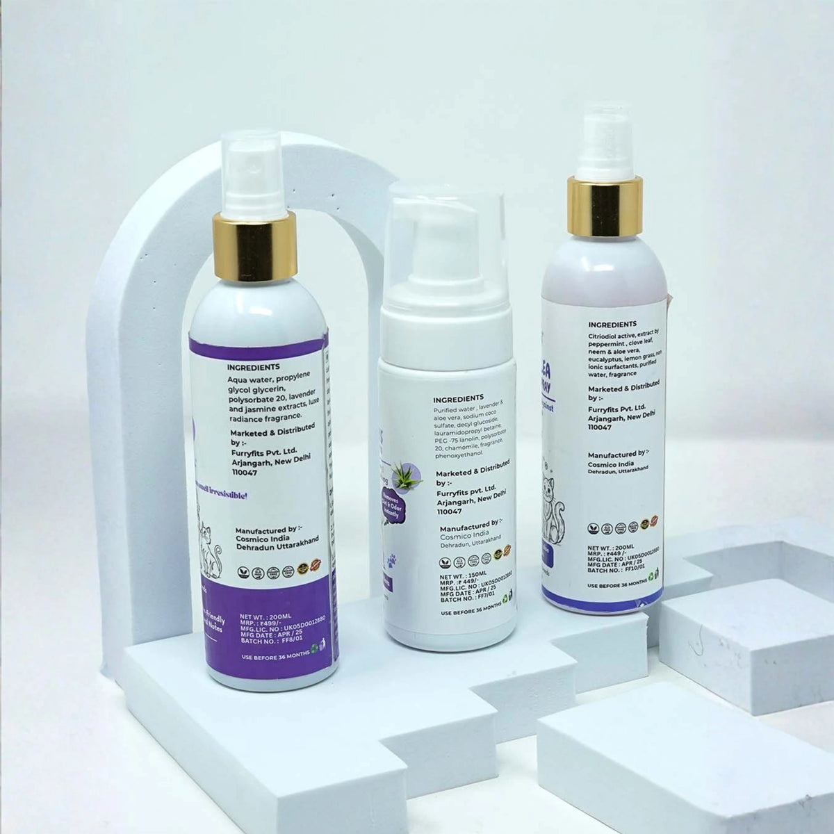 Pet Grooming & Protection Combo – Lavender Clean, Bliss Perfume & Tick Spray