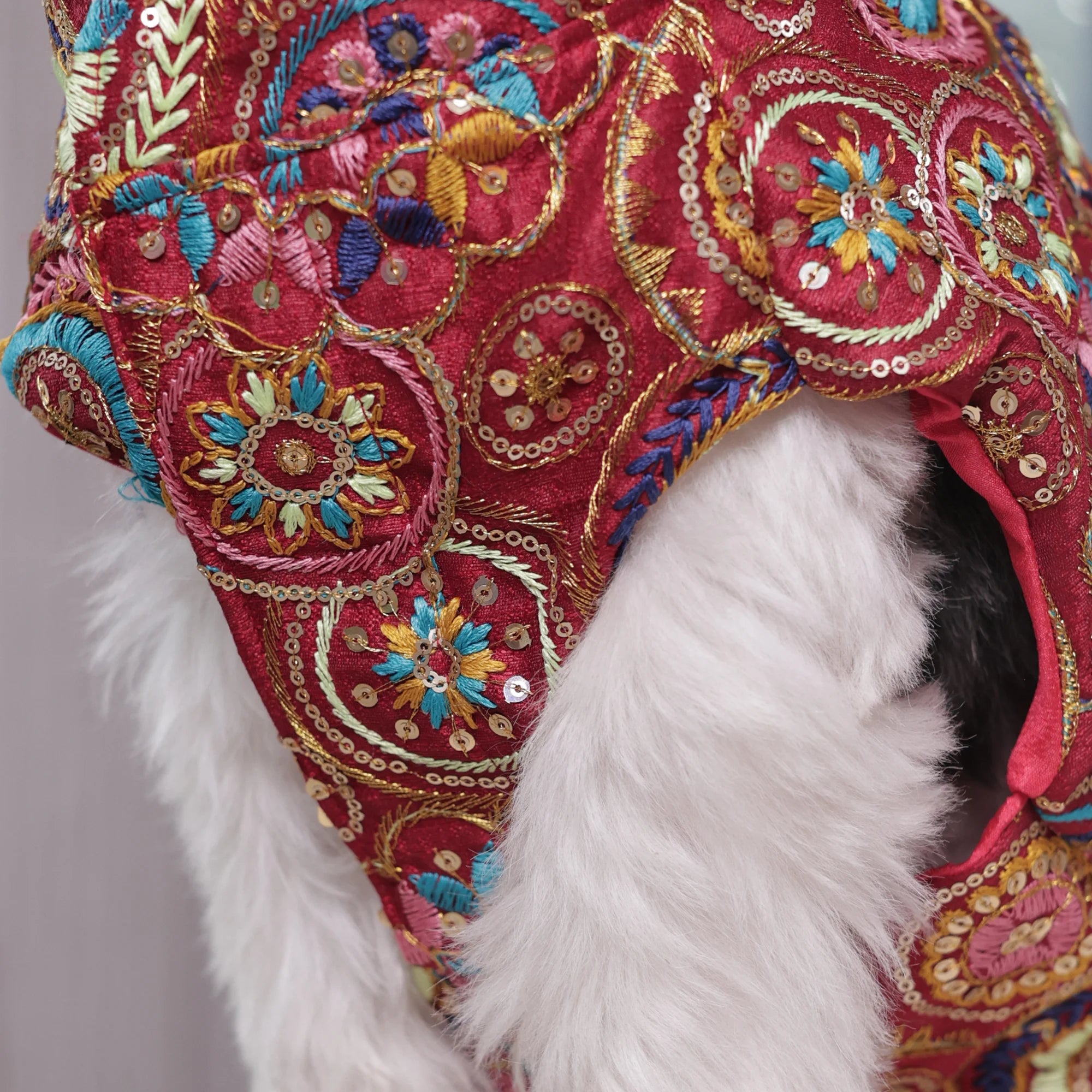 Royal Embroidered Dog Sherwani – Premium Wedding & Festive Designer Wear (Red Multicolor)