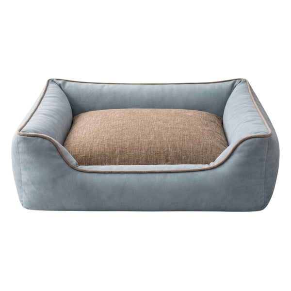 Furryfits Premium Two-Tone Dog Bed – Blue & Brown Orthopedic Pet Sofa Bed with Bolsters, Anti-Slip & Washable (Dogs & Cats)