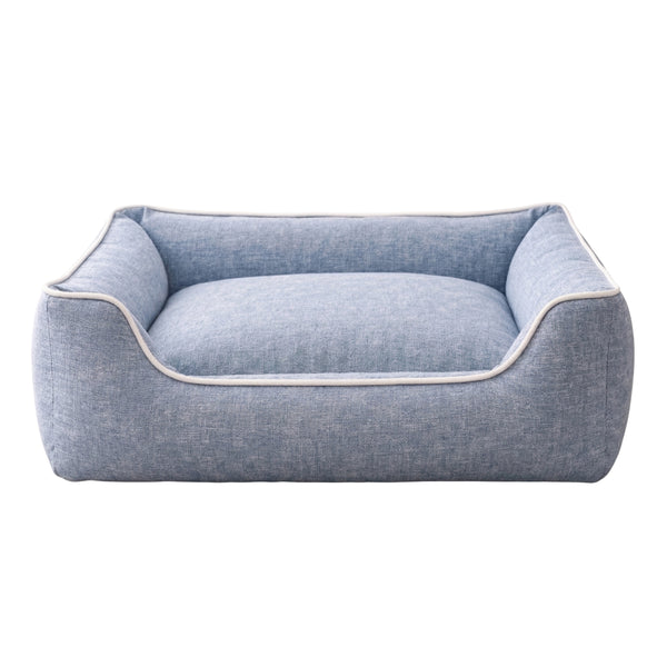 Furryfits Premium Denim Blue Dog Bed with Bolsters – Orthopedic Soft Cushion Pet Bed, Washable & Anti-Slip (Dogs & Cats)