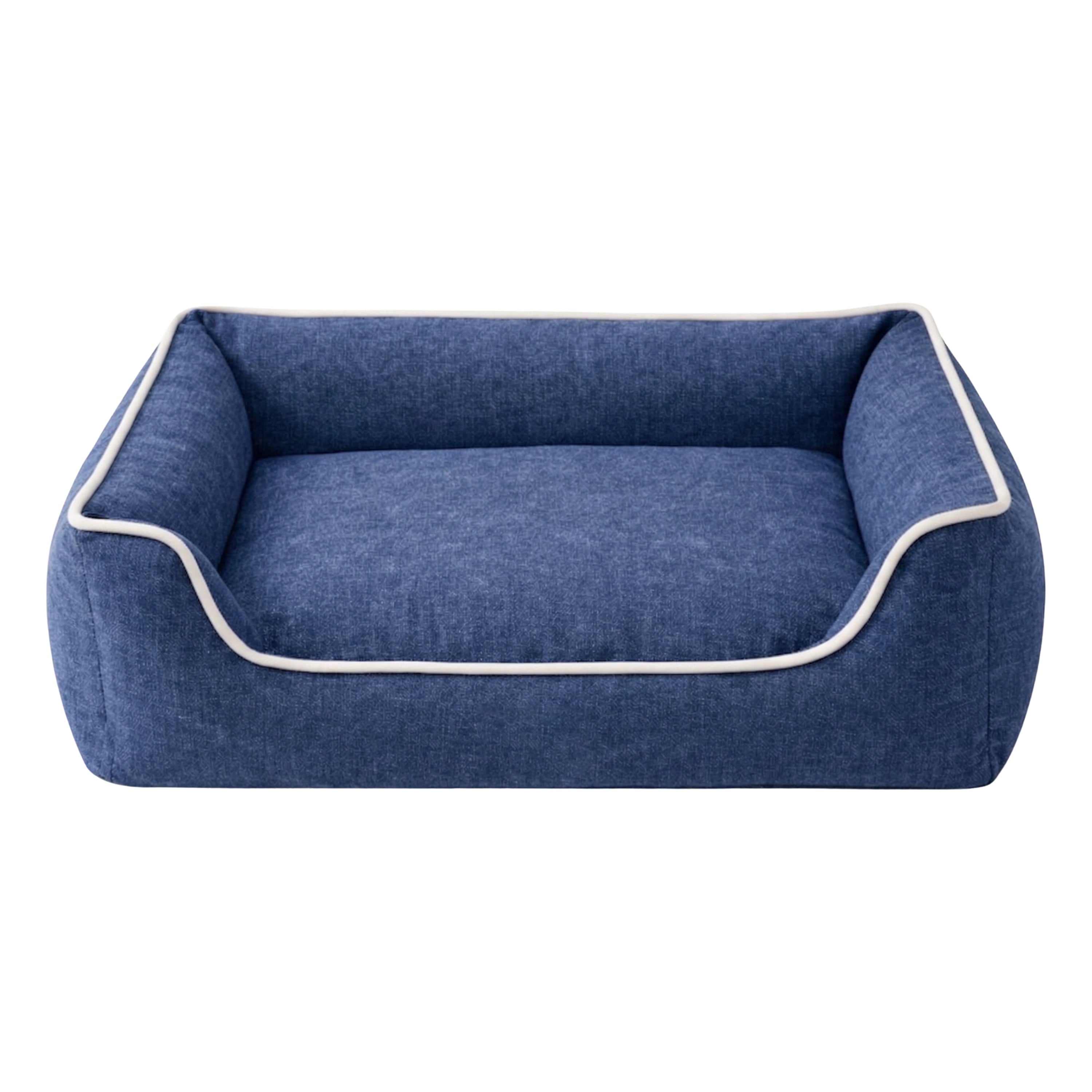 Furryfits Premium Solid Dog Bed – Soft Linen Feel Orthopedic Pet Bed with Bolsters, Washable & Anti-Slip Base (Blue Grey, All Sizes Dogs)