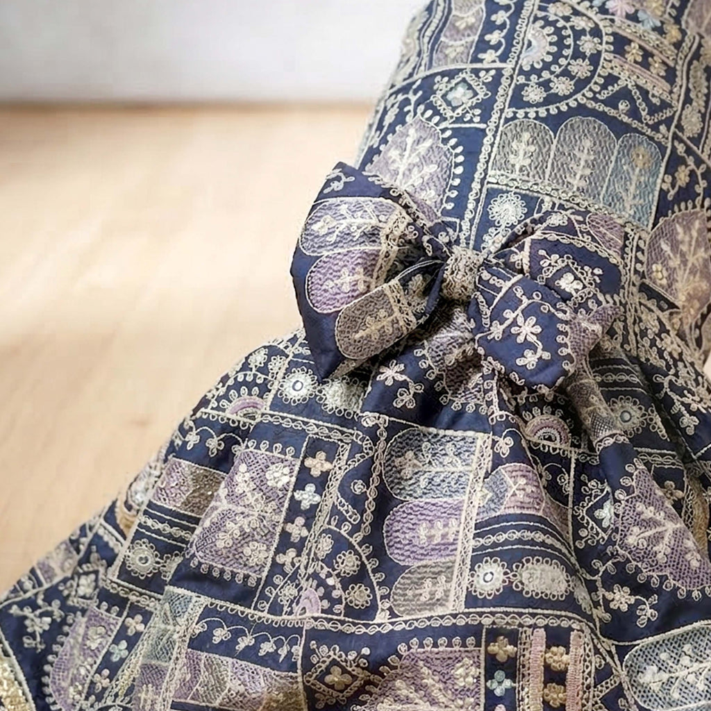 Furryfits Royal Blue Dog Lehenga Dress for Wedding and Party Wear