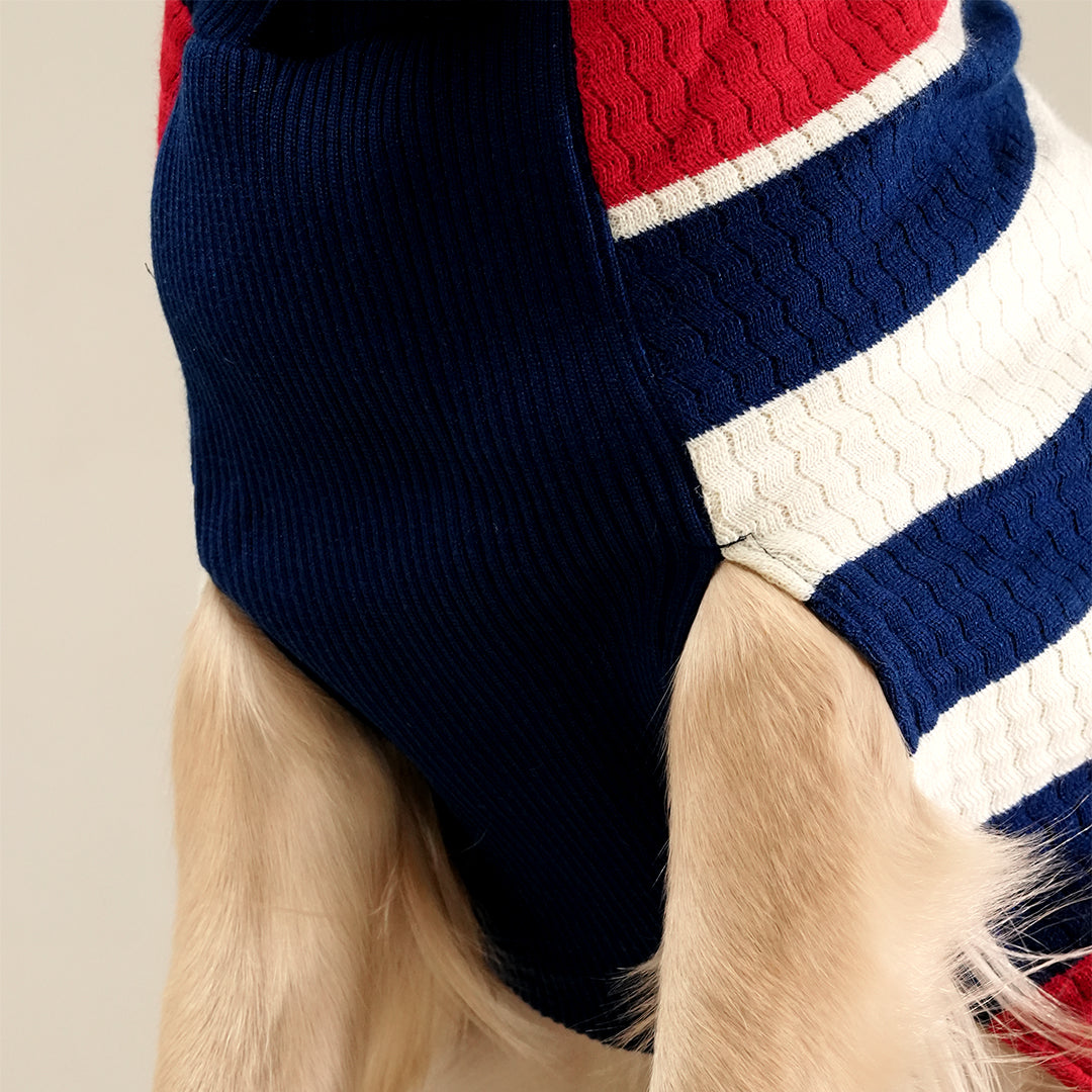 CruiseLine Knit Sweater – Classic Navy Winter Pet Sweater