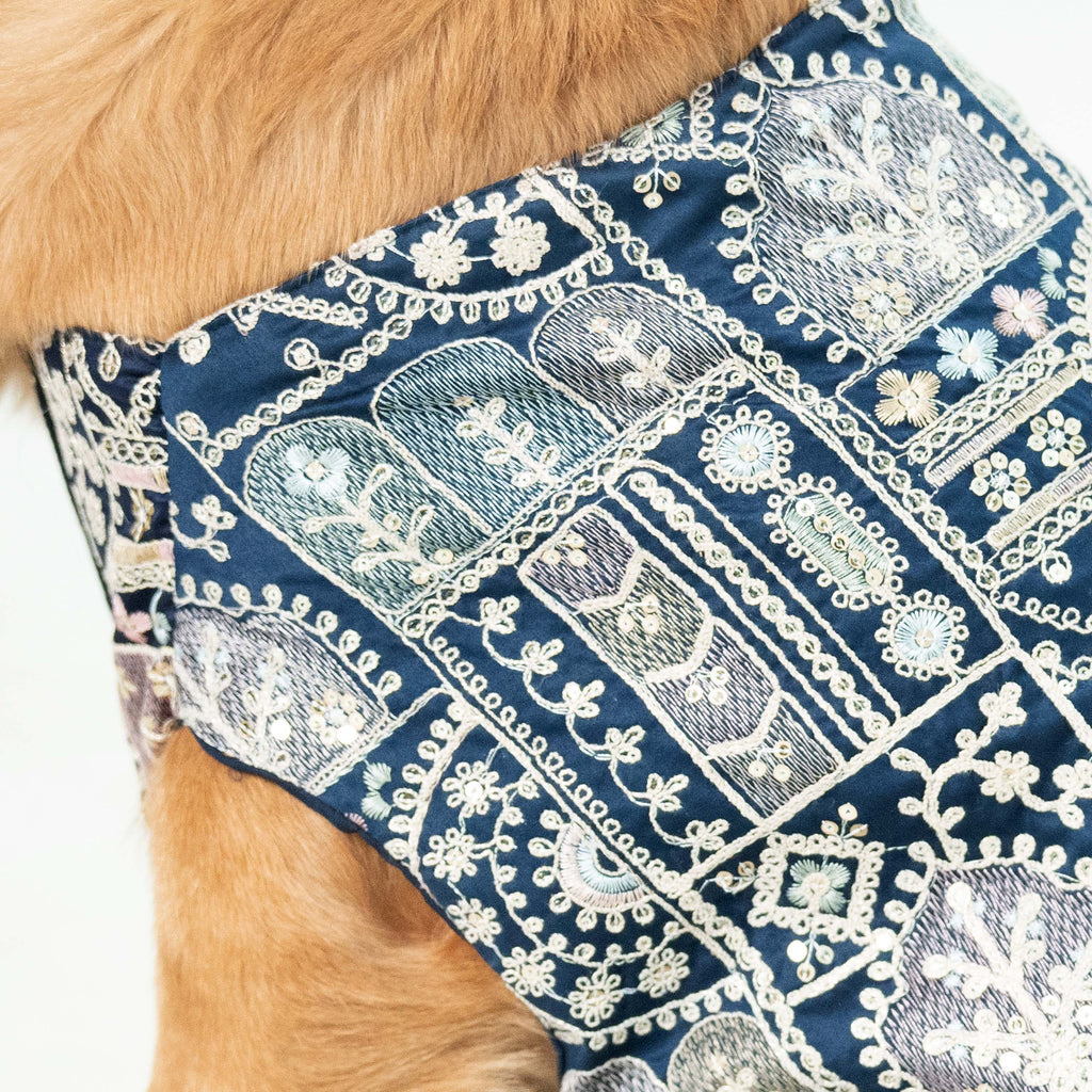 Furryfits Royal Blue Dog Lehenga Dress for Wedding and Party Wear