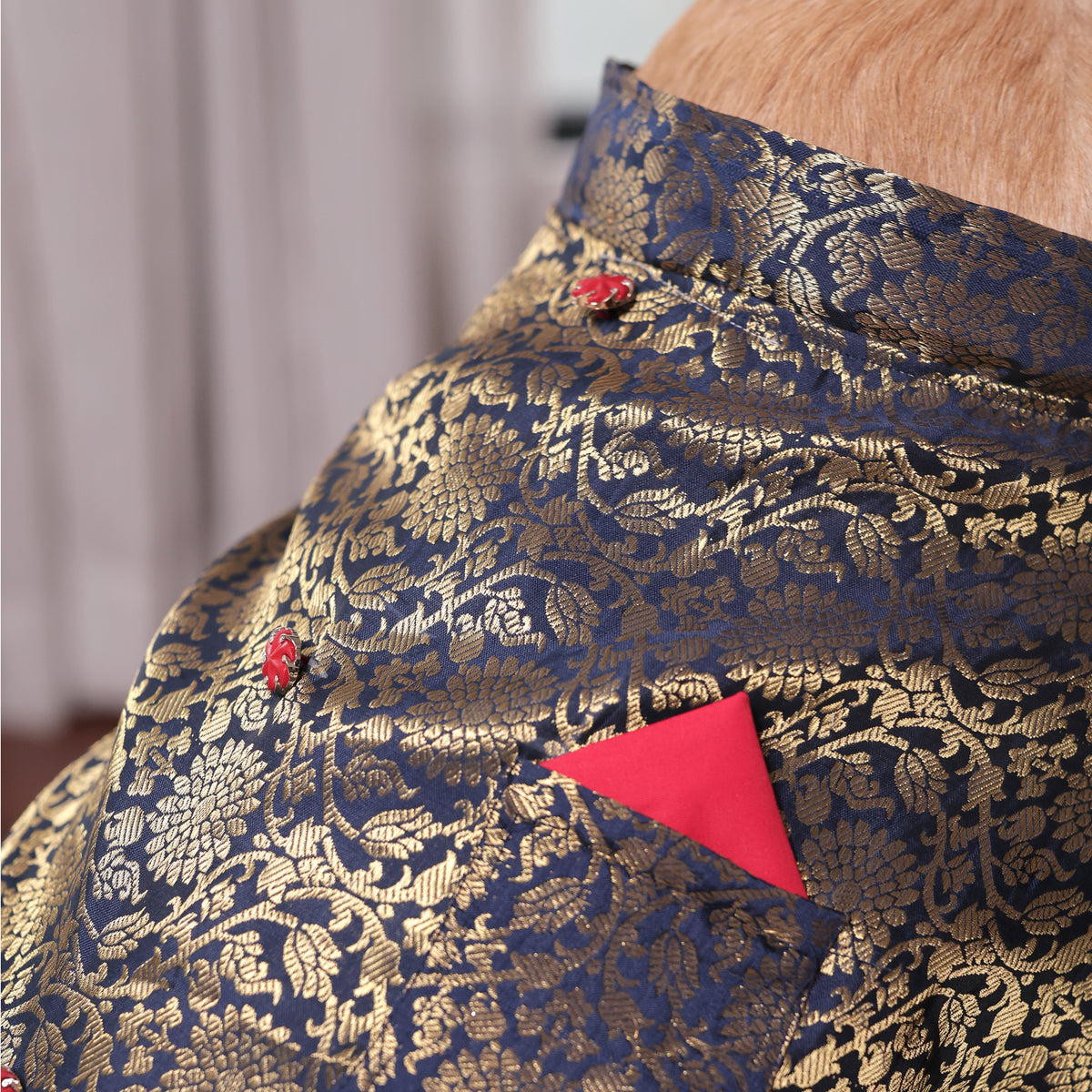 Royal Brocade Dog Kurta – Luxury Wedding & Festive Ethnic Wear (Navy & Gold)